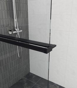 Erga Paris, polička/držiak na uteráky pre sprchovú zástenu (max. 140cm), čierna matná, ERG-V02-PARIS-SHELF-BK
