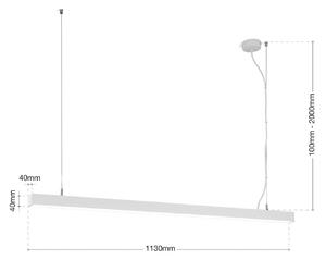 Stropné svietidlo LED Bounce, biele, dĺžka 113 cm, CCT, hliník