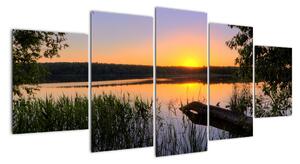 Obrázok jazera sa západom slnka (Obraz 150x70cm)