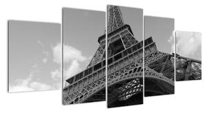 Čiernobiely obraz Eiffelovej veže (Obraz 150x70cm)