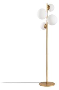 Biela/v mosadznej farbe stojacia lampa so skleneným tienidlom (výška 162 cm) Fazli – Opviq lights