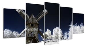 Veterný mlyn v zimnej krajine - obraz (Obraz 150x70cm)