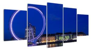 Nočné Londýnske oko - obrazy (Obraz 150x70cm)