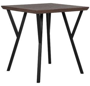 Jedálenský stôl Tmavé drevo, čierne kovové nohy, 70 x 70 cm, štvormiestny štvorec priemyselný