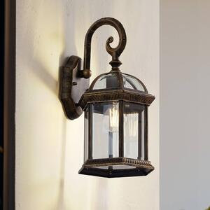 Vonkajšie nástenné svietidlo Lindby Adelisa, zlatá antika, hliník, výška 39 cm, Hnedá / staromosadz, Hliník, Vidiecky / Rustikálny, Lampáš