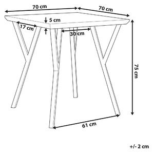 Jedálenský stôl Tmavé drevo, čierne kovové nohy, 70 x 70 cm, štvormiestny štvorec priemyselný
