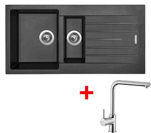 Set Sinks PERFECTO 1000.1 Metalblack + ELKA Chróm