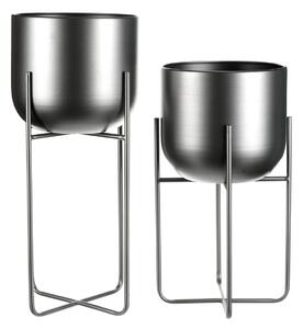 Autronic - Set 2 kovových interiérových stojanov na kvety, kruhové, antracitový satin - FA5005