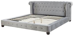 Posteľ 180x200 cm sivá zamatová rám postele s roštom čelo v štýle chesterfield klasický štýl