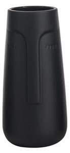 Čierna keramická váza s tvárou, 21,7 cm