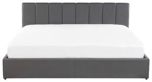 Posteľ s úložným priestorom sivá eko koža EU super king size 180x200 cm s roštom čelo postele