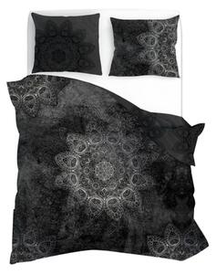 Obliečky z bavlneného saténu sivé MANDALA 160x200 cm