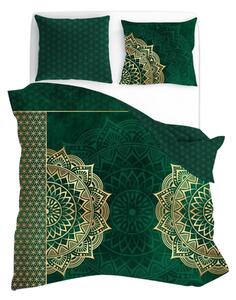 Obliečky z bavlneného saténu zelené MANDALA 160x200 cm