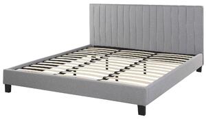 Panelová posteľ svetlosivé látkové čalúnenie EU super king size 180x200 cm s roštovou základňou a čelom