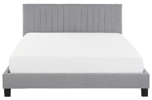 Panelová posteľ svetlosivé látkové čalúnenie EU super king size 180x200 cm s roštovou základňou a čelom