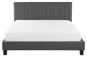 Panelová posteľ sivá eko koža čalúnená EU king size 160x200 cm s roštovou základňou a čelom
