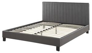 Panelová posteľ sivá eko koža čalúnená EU king size 160x200 cm s roštovou základňou a čelom