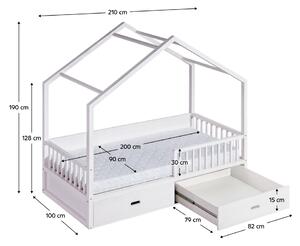 KONDELA Montessori posteľ, biela, masív, 90x200, WIKTOR