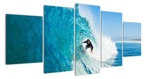 Surfer na vlne - moderný obraz (Obraz 150x70cm)