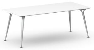 Kancelársky stôl PRIMO ALFA, sivostrieborná podnož, 2000 x 900 mm, biela
