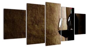 Fľaša vína - moderný obraz (Obraz 150x70cm)