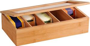 Kesper 58900 Organizér na čaje 5 priehradiek bambus 36 x 20 x 9 cm