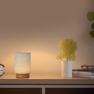 Béžová LED stolná nabíjacia lampa s dreveným dekorom 175mm 3W