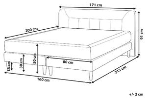 Posteľ sivá kontinentálna s drevenými nohami 160 x 200 cm s matracom a prešívaným čelom postele