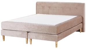 Rozkladacia posteľ béžová zamatová čalúnená dvojlôžková EU king size s matracom 160x200 cm čelo postele