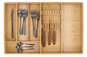 5Five® Organizér na príbory, bambusový príborník s priestorom na nože TIROIR, 58 x 38 cm