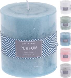 Parfumovaná sviečka v tvare valčeka 7 x 8 cm biela, zelená, modrá, ružová alebo sivá 33355