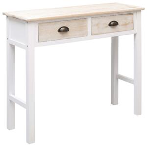 Konzolový stolík biely a prírodný 90x30x77 cm drevený