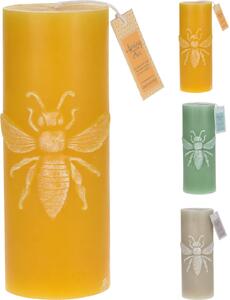 Sviečka s motívom včely v troch farebných prevedeniach 7 x 7 x 18 cm 35077