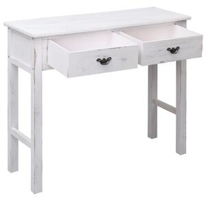 Konzolový stolík starožitný biely 90x30x77 cm drevený