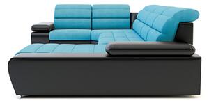 Rohová sedačka čierno-modrá KORFU II pravá
