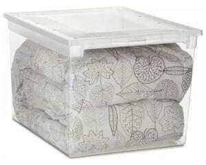 Usporadejto.cz Úložný box s vekom, transparentný, na posteľnú bielizeň TERRY 52l - 38 x 52 x 31 cm