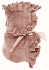 Ružová huňatá deka s volánovým lemom v schaby chic romantickom štýle 140 x 170 cm Blanc Maricló 37196