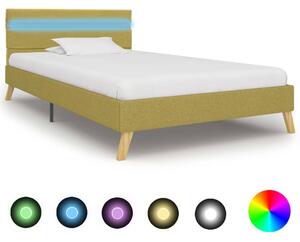 Rám postele s LED svetlom zelený 90x200 cm látkový