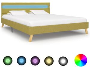 Rám postele s LED svetlom zelený 160x200 cm látkový