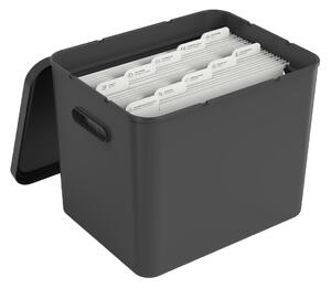Rotho Úložný box na dokumenty na archiváciu + 10 závesných zakladačov, myPAPER BOX – čierny