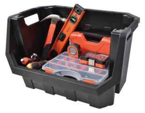 Prosperplast Dílenský úložný box se skosenou hranou HEAVY DUTY, černý 58x38x34 XL