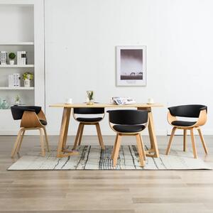 Jedálenské stoličky 4 ks čierne ohýbané drevo a umelá koža