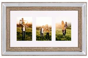 Rámček na fotky tmavé drevo 32 x 50 cm na 3 fotografie 10 x 15 cm koláž fotorámik moderný štýl dekorácie doplnky