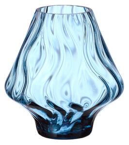Sklenená váza Optic zvlnená modrá 17 cm