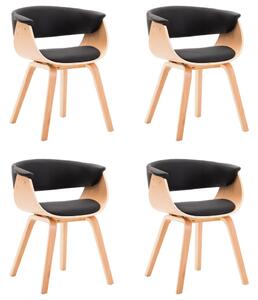 Jedálenské stoličky 4 ks čierne ohýbané drevo a umelá koža