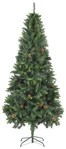 Umelý vianočný stromček s borovicovými šiškami zelený 210 cm