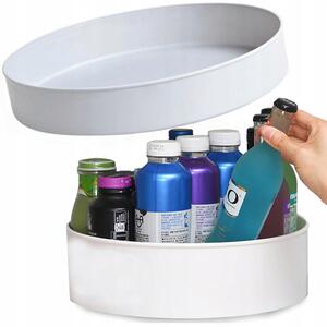 VERK GROUP Otočný organizér, otočná miska, LAZY SUSAN, otočná o 360°, priemer 22 cm - biela