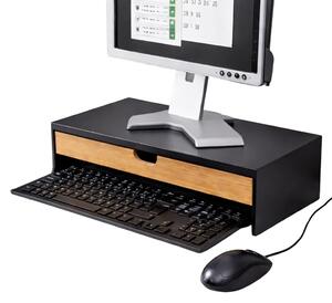 VERK GROUP Podstavec pod monitor / notebook so zásuvkou, bambus/čierna, 47 x 26 x 10 cm BLACKBE