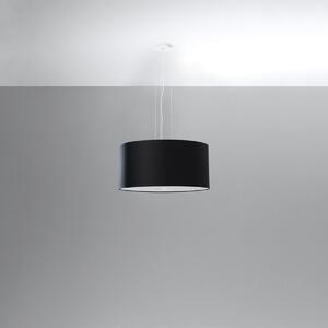 Závesné svietidlo Otto, 1x čierne textilné tienidlo, (biele sklo), (fi 50 cm)