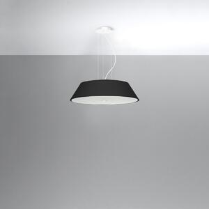 Závesné svietidlo Vega, 1x čierne textilné tienidlo, (biele sklo), (fi 60 cm)